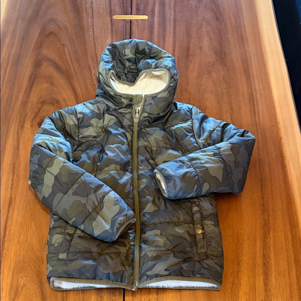 Cat & Jack Boy’s Camo Jacket with Cream Fuzzy Inside
